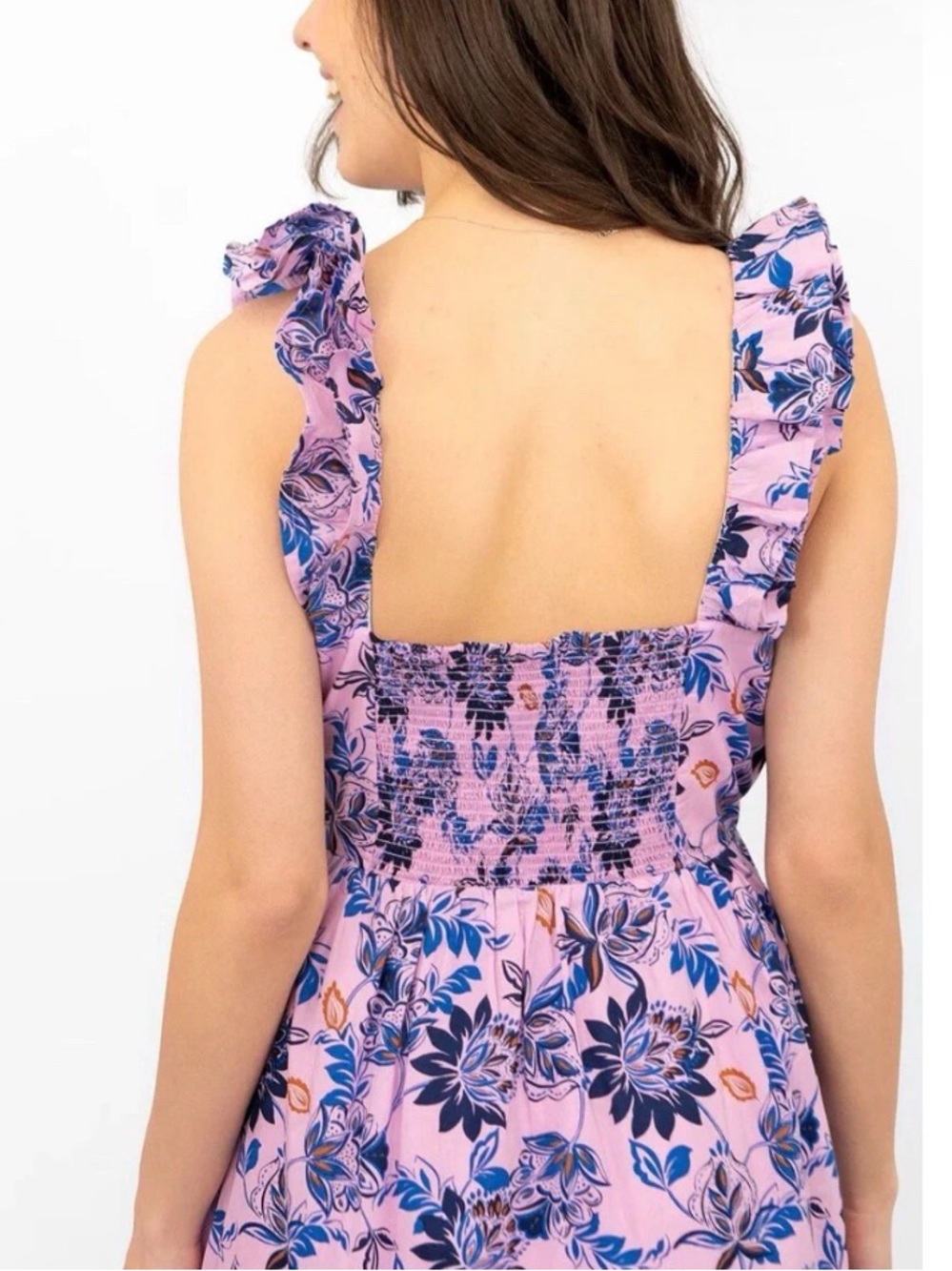 J. Crew Floral Ruffle Square Neck Smocked Midi Dress - Picture 5 of 13